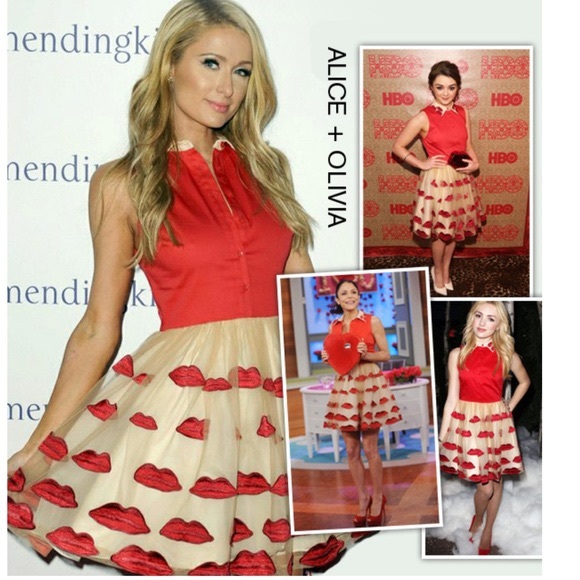 Iconic Alice and Olivia lip skirt tulle embroidered kisses - Picture 8 of 8